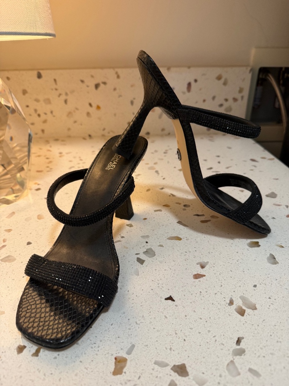 Michael Kors black rhinestone sandals
